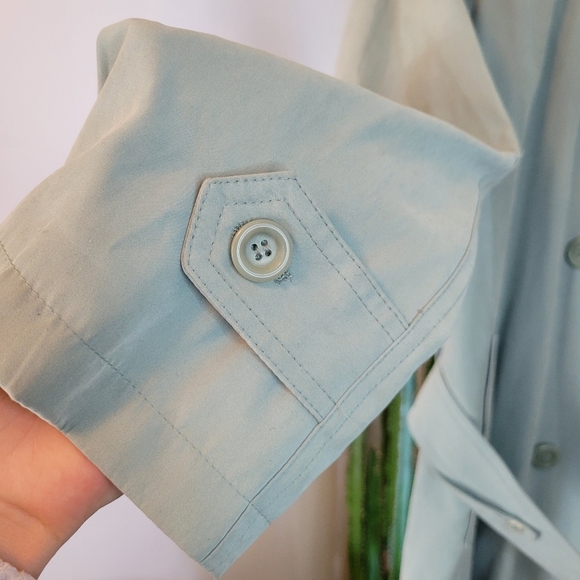 London Fog Mint Green Soft Longsleeve Belted Business Trench Coat, Size‎ 12P - Picture 8 of 12